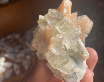 Crystals of apophyllite and stilbite in matrix