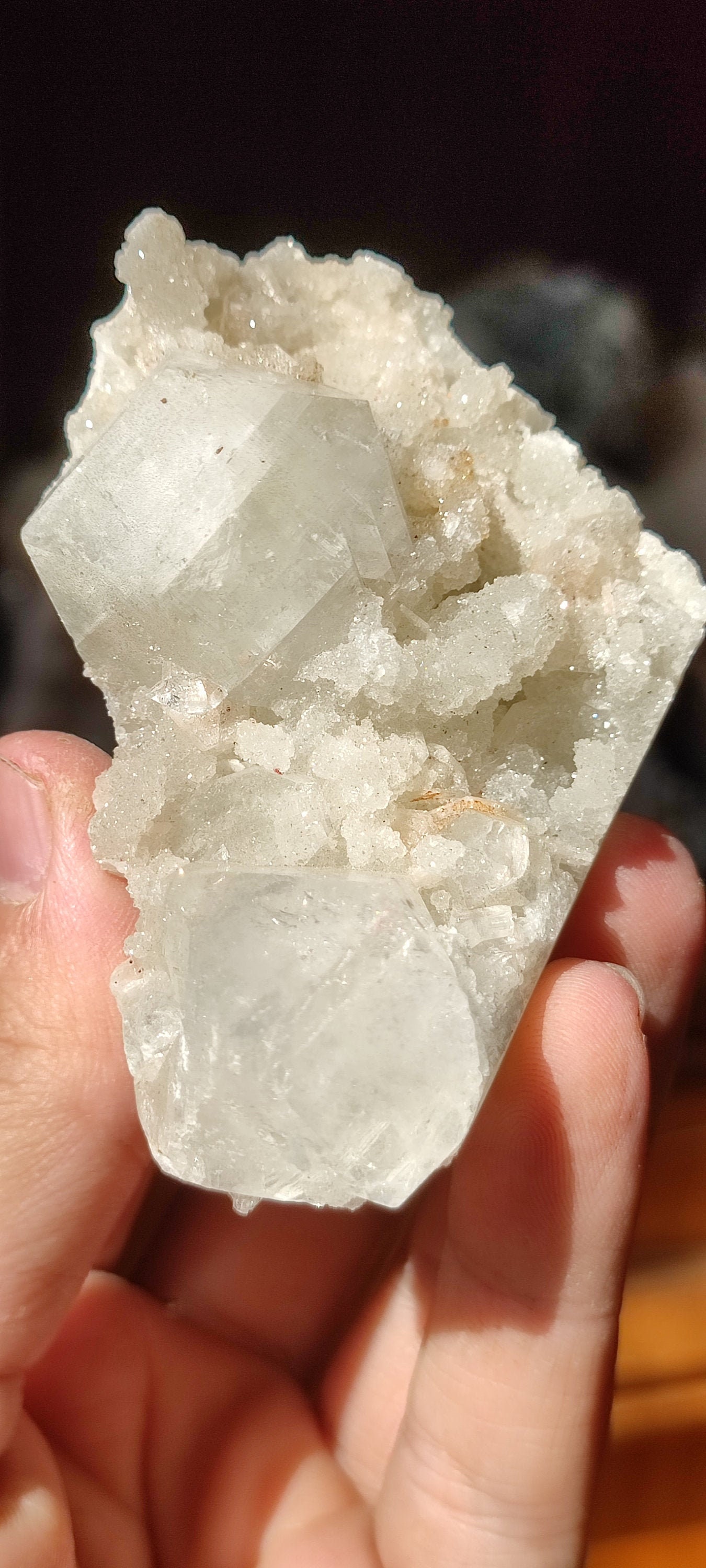 Calcedonia matrix apophylite crystals