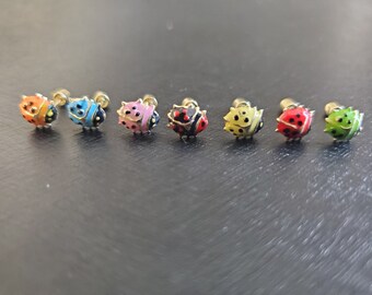 Lady Bug - 14k solid gold earrings