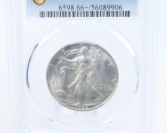 1936-P PCGS MS66+ Moneda de medio dólar Walking Liberty con acuñación comercial de 50 centavos