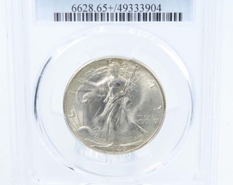 Moneda de medio dólar Walking Liberty de 1946-D PCGS MS65+ con acuñación comercial de 50 centavos