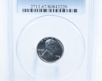 1943-P PCGS MS67 Centavo de trigo de acero Lincoln Huelga comercial 1C