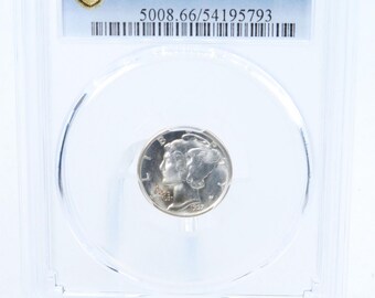 Moneda de diez centavos de mercurio PCGS MS66 de 1937-S, número 10C