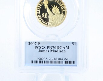 2007-S PCGS PR70DCAM James Madison Presidential Dollar Proof