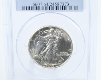 Moneda de medio dólar Walking Liberty de 1939-D PCGS MS64, número de huelga comercial de 50 centavos