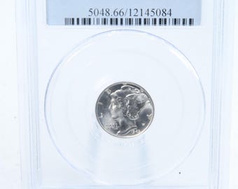 Moneda de diez centavos de mercurio de 1943-S PCGS MS66, número 10C