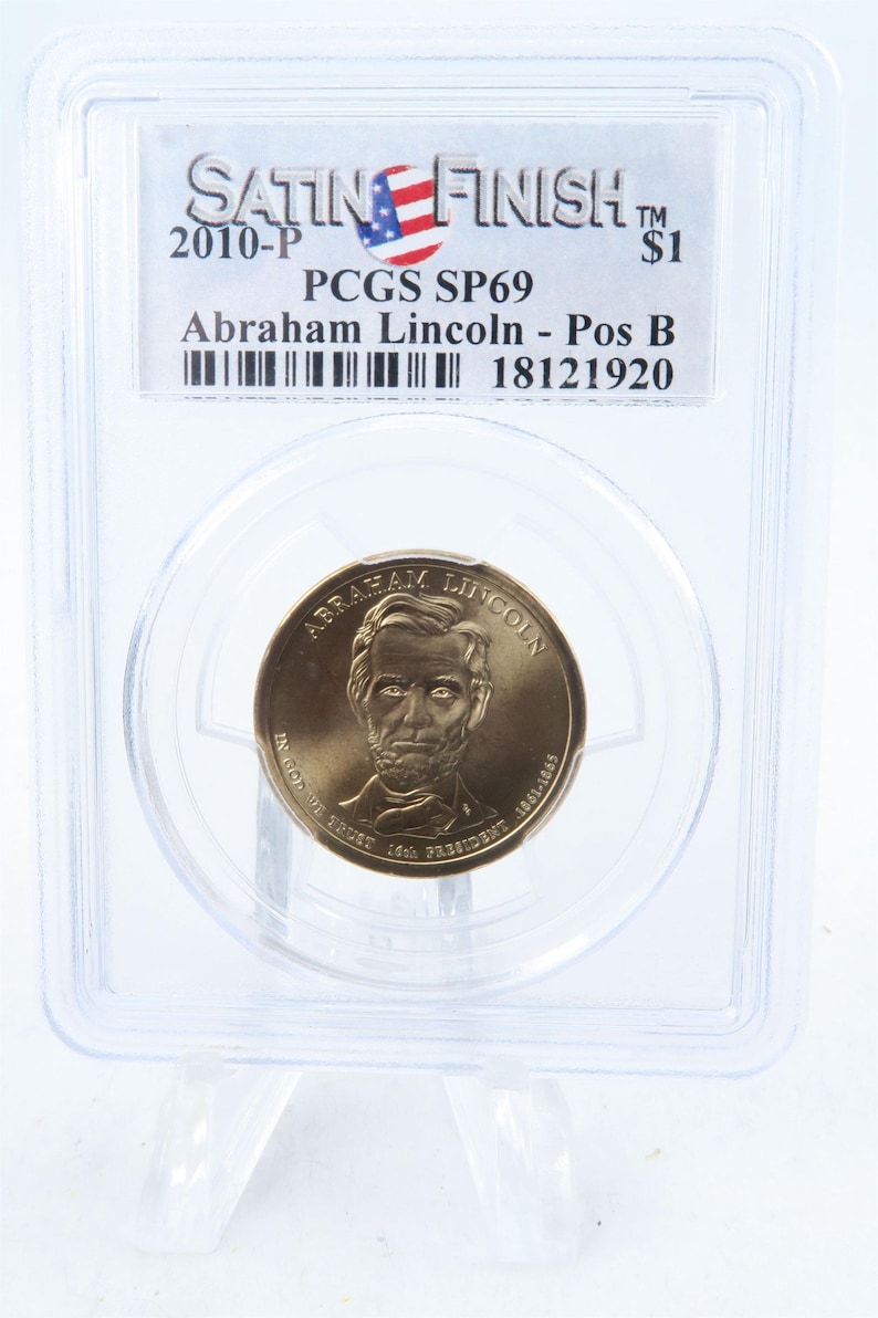 2010-P PCGS SP69 Abraham Lincoln Pos B Satin Finish Presdential Dollar image 1
