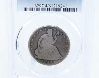 1859-O PCGS G04 Moneda de medio dólar con asiento de la libertad, 50 centavos