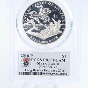 2016-P PCGS PR69DCAM Mark Twain Silver Modern Commemorative Dollar Proof
