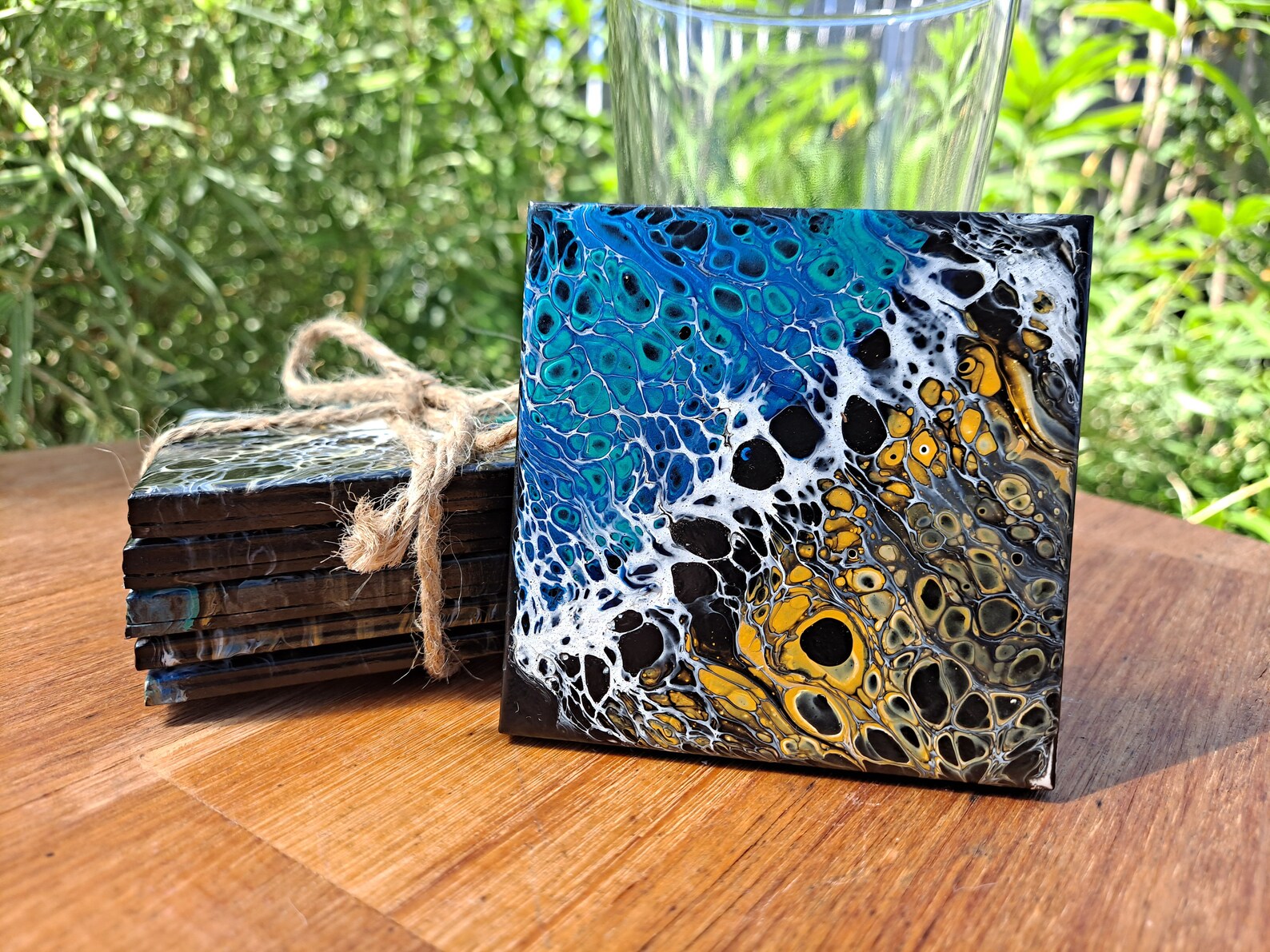 Custom Acrylic Poured Ceramic Coasters Set of 6 Etsy