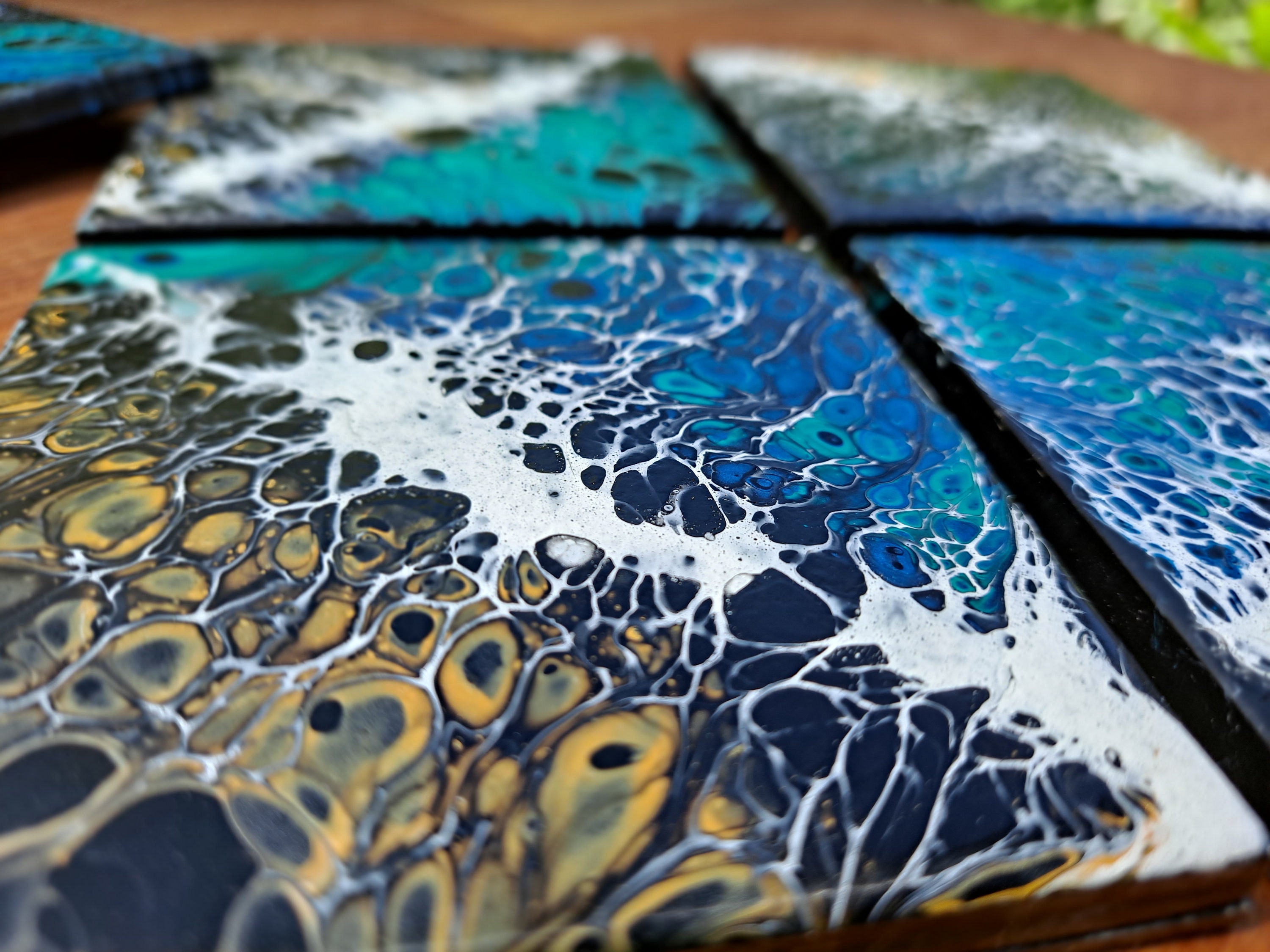 Custom Acrylic Poured Ceramic Coasters Set of 6 Etsy