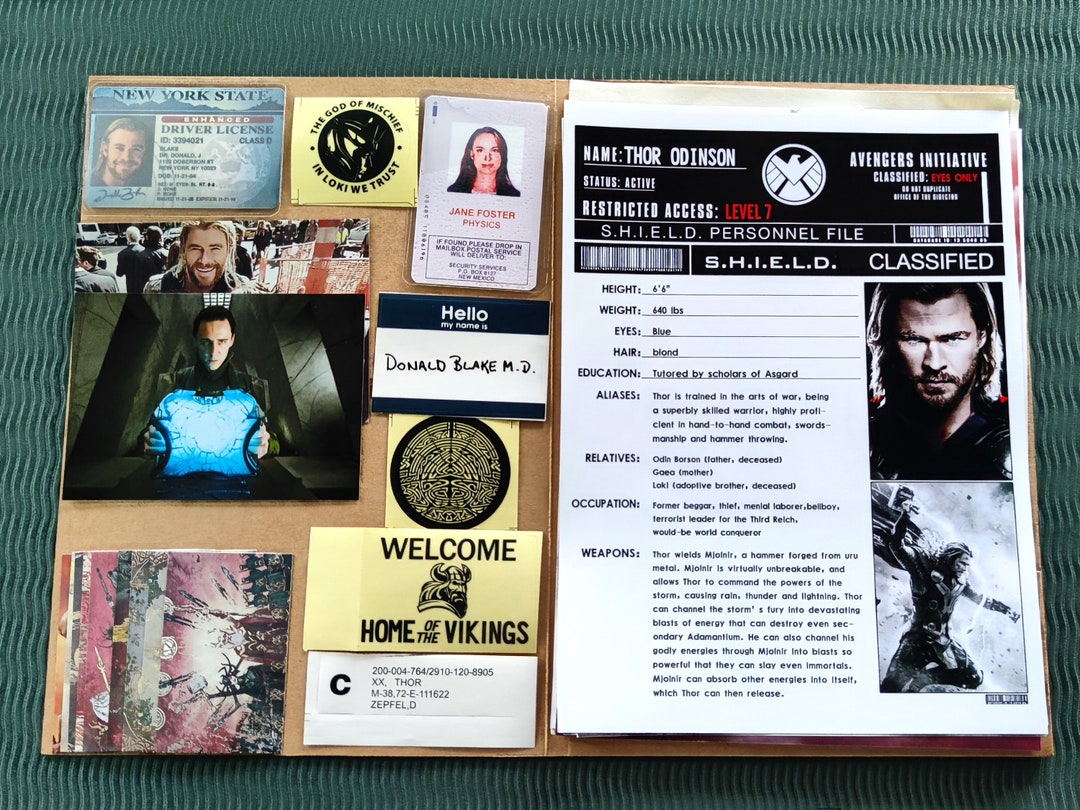 Thorshield File Archivo ultrasecreto de Thor S.H.I.E.L.D. Mjolnir de papel - Etsy España