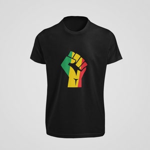 Power Fist T Shirt - Rasta Colours