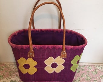 Wicker Rattan Market Tote Beach Basket Bag