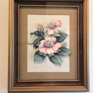 Decorazione da parete vintage con cornice floreale 3D in carta tole, stile shabby chic, stile cottage.
