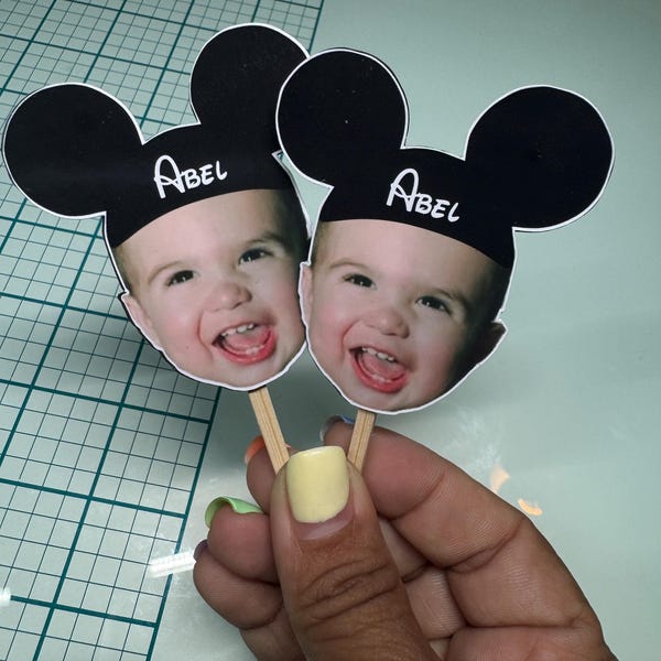 Adornos para cupcakes con forma de sombrero de orejas de ratón para fiestas de cumpleaños, adornos para cupcakes con foto de Mouse Clubhouse, adornos para cupcakes con foto de Mickey Mouse para cumpleaños, cupcakes de cumpleaños inspirados en Mickey Mouse