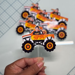 Personalized Monster Truck Cupcake Topper: Photo Party Decor