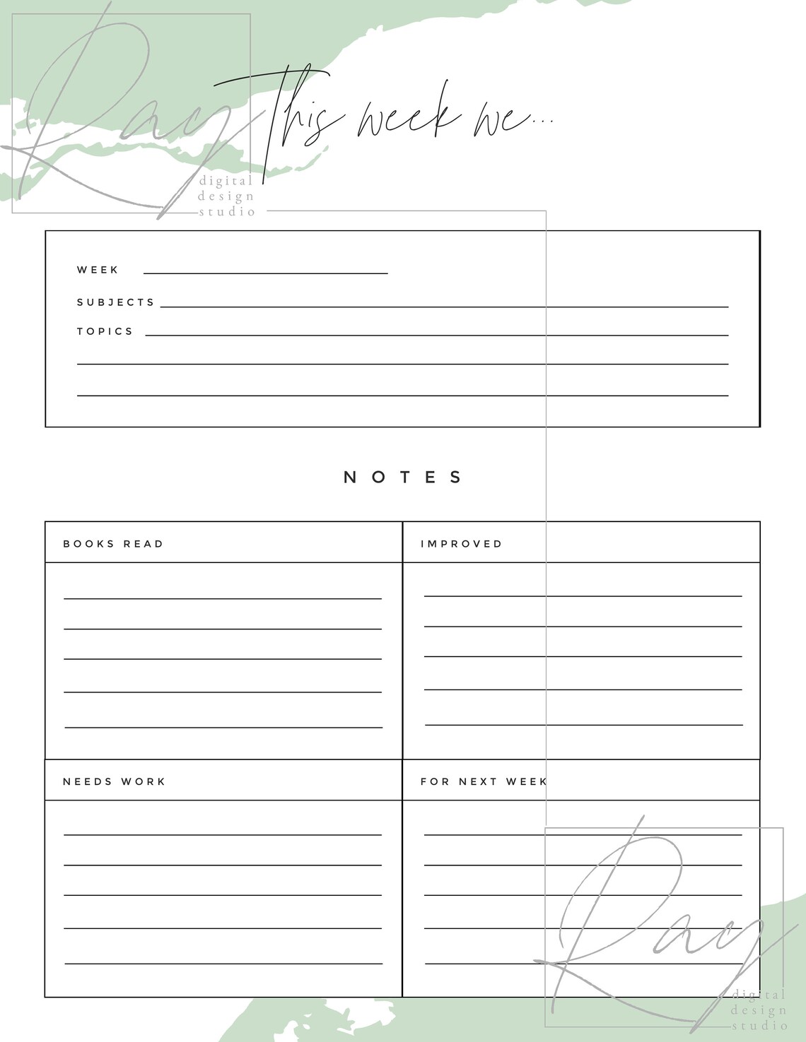 Homeschool Log 2020/21 Mint Green - Etsy
