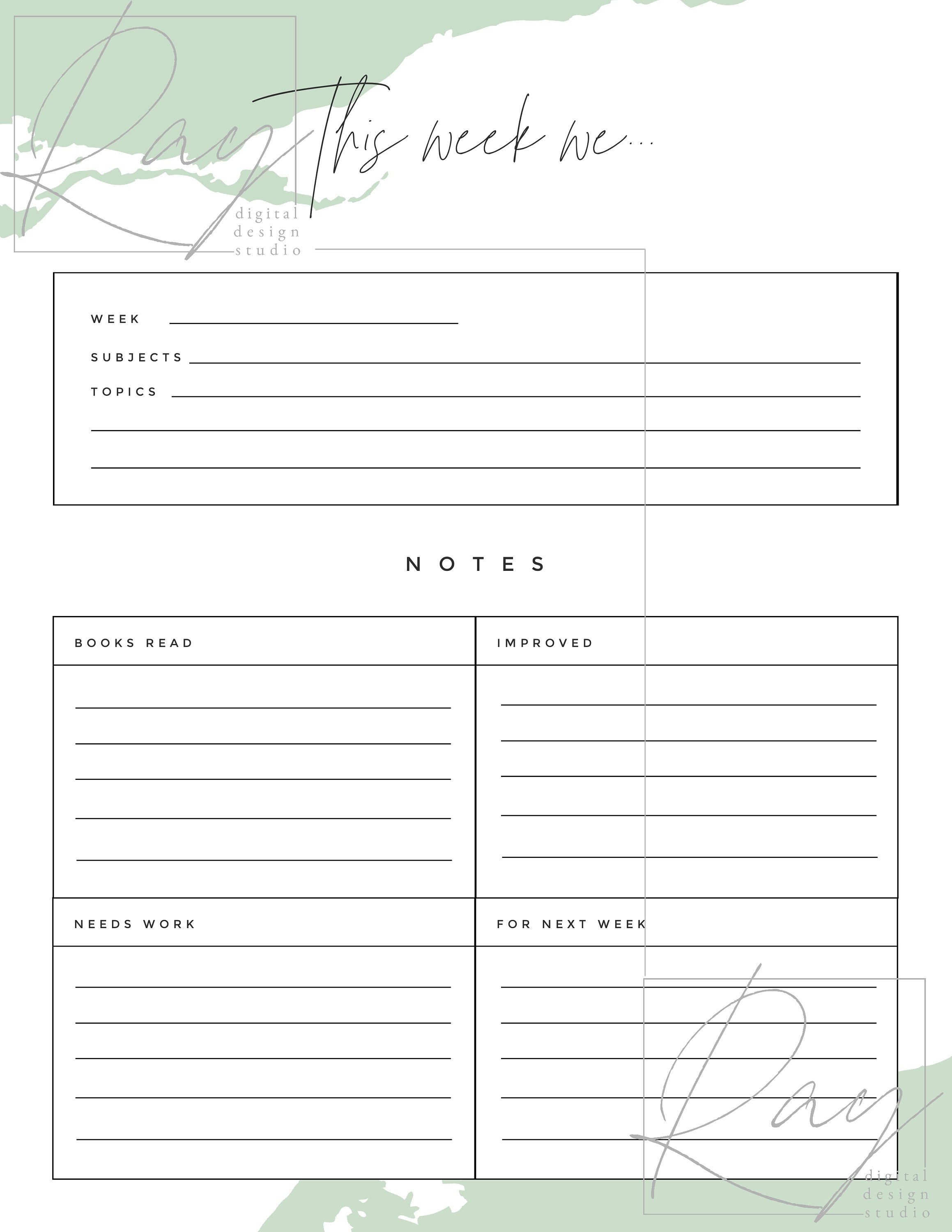 Homeschool Log 2020/21 Mint Green - Etsy