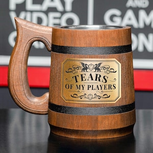 Dungeon master gift Dnd mug Etched wooden beer tankard Tears of my players