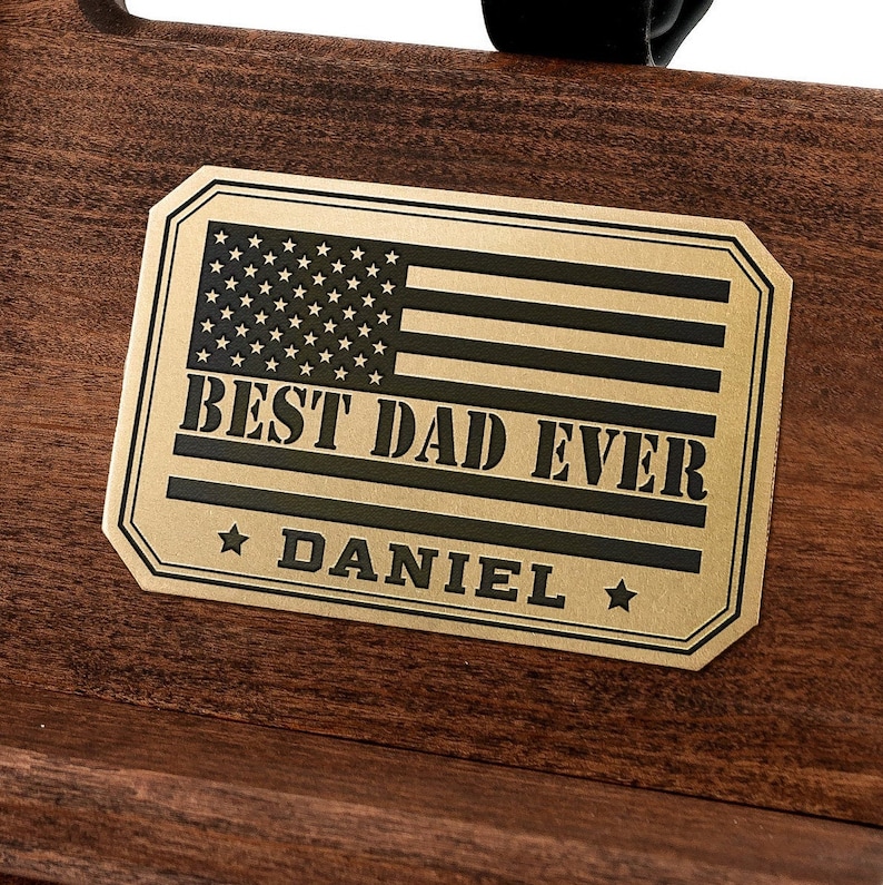 Fathers day docking station Personalized gifts for dad American flag wood custom phone stand Best dad ever gifts for dad from daughter