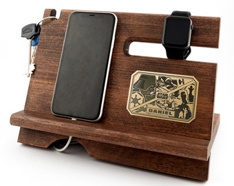 Star wars gift SW Wood docking station Fathers day present Personalized birthday gift
