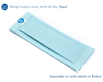 AFNOR blue aqua lavable blue robust organic fabric barrier mask - adults and children