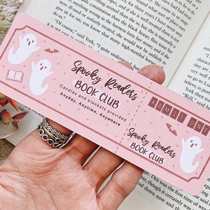 Spooky Readers Book Club Linen Bookmark | Bookmark Voucher | Coupon Bookmark | Ghost Book Gift | Reading Bookmark | Halloween Bookmark