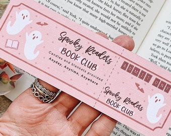 Spooky Readers Book Club Linen Bookmark | Bookmark Voucher | Coupon Bookmark | Ghost Book Gift | Reading Bookmark | Halloween Bookmark