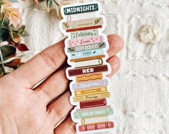 Tswift Album Bookstack Vinyl Sticker and Bookmark | Swift Book Gift | Fan Bookmark | Music Lover Bookmark | Swift Kindle Sticker