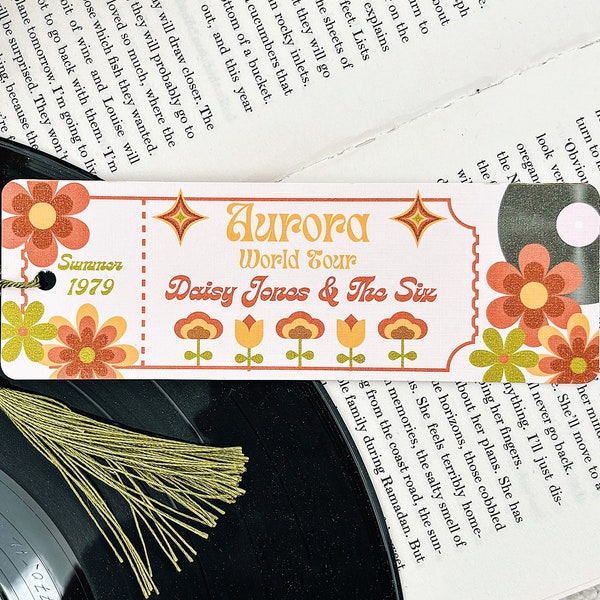 Daisy Jones and The Six Linen Bookmark | Aurora World Tour Bookmark | Taylor Jenkins Reid Bookmark | Billy Dunne Bookmark | Tassel Bookmark