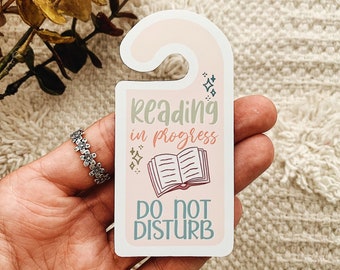 Reading in Progress Do Not Disturb Door Hanger Sticker