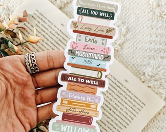 Tswift Personalised Album Songs Bookstack Linen Bookmark | Album Bookmark | Swift Gift | Fan Bookmark | Swift Bookstack Bookmark