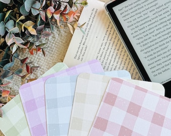 Gingham/Plaid/Check/Checkered Pastel Kindle Insert | Linen Paper Kindle Insert | Book Gift | Booktok Kindle | Kindle Accessory