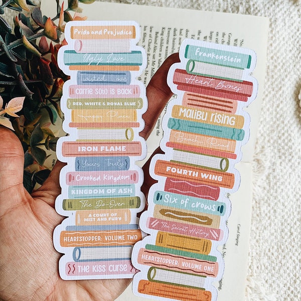 Libros favoritos personalizados Bookstack Linen Bookmark / Bookworm Bookmark / Book Gift / Booktok Bookmark / Bookish Bookmark