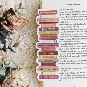 Personalised Bookish Tropes Bookstack Linen Bookmark | Tropes Bookmark | Bookworm Bookmark | Book Gift | Booktok Bookmark | Bookish Bookmark