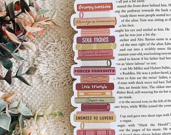 Personalised Bookish Tropes Bookstack Linen Bookmark | Tropes Bookmark | Bookworm Bookmark | Book Gift | Booktok Bookmark | Bookish Bookmark