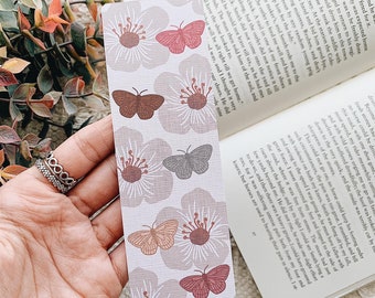 Autumn/Fall Butterfly Flower Linen Bookmark | Linen Card | Cozy Book Gift | Fall Reading Bookmark | Autumn Bookmark