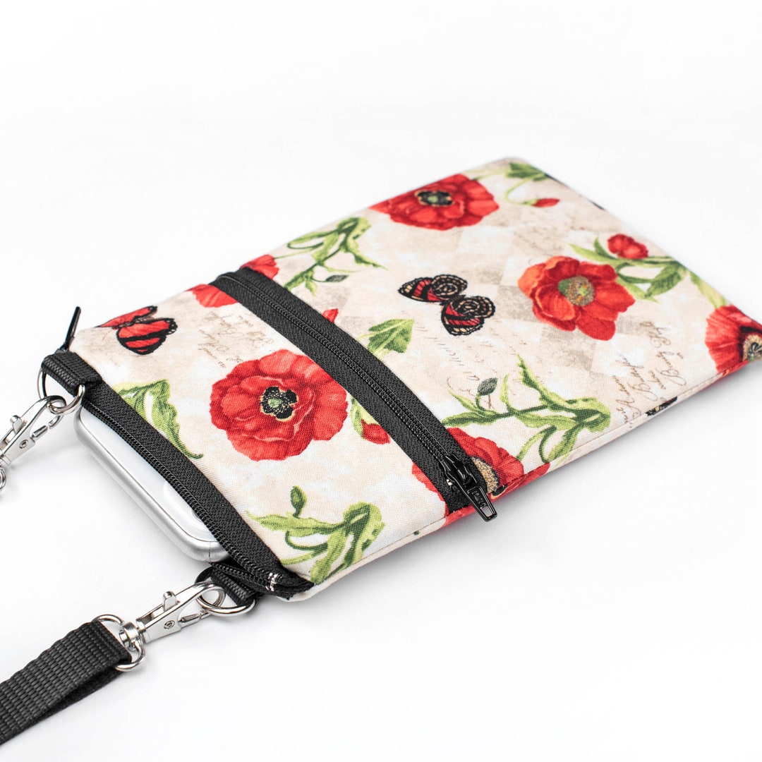 Poppy Fabric Phone Bag Women's Floral Iphone Bag Small - Etsy