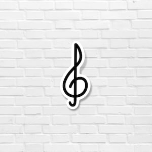 Sticker clé de sol, cadeau musicien, sticker musique, sticker ordinateur portable et bouteille d'eau