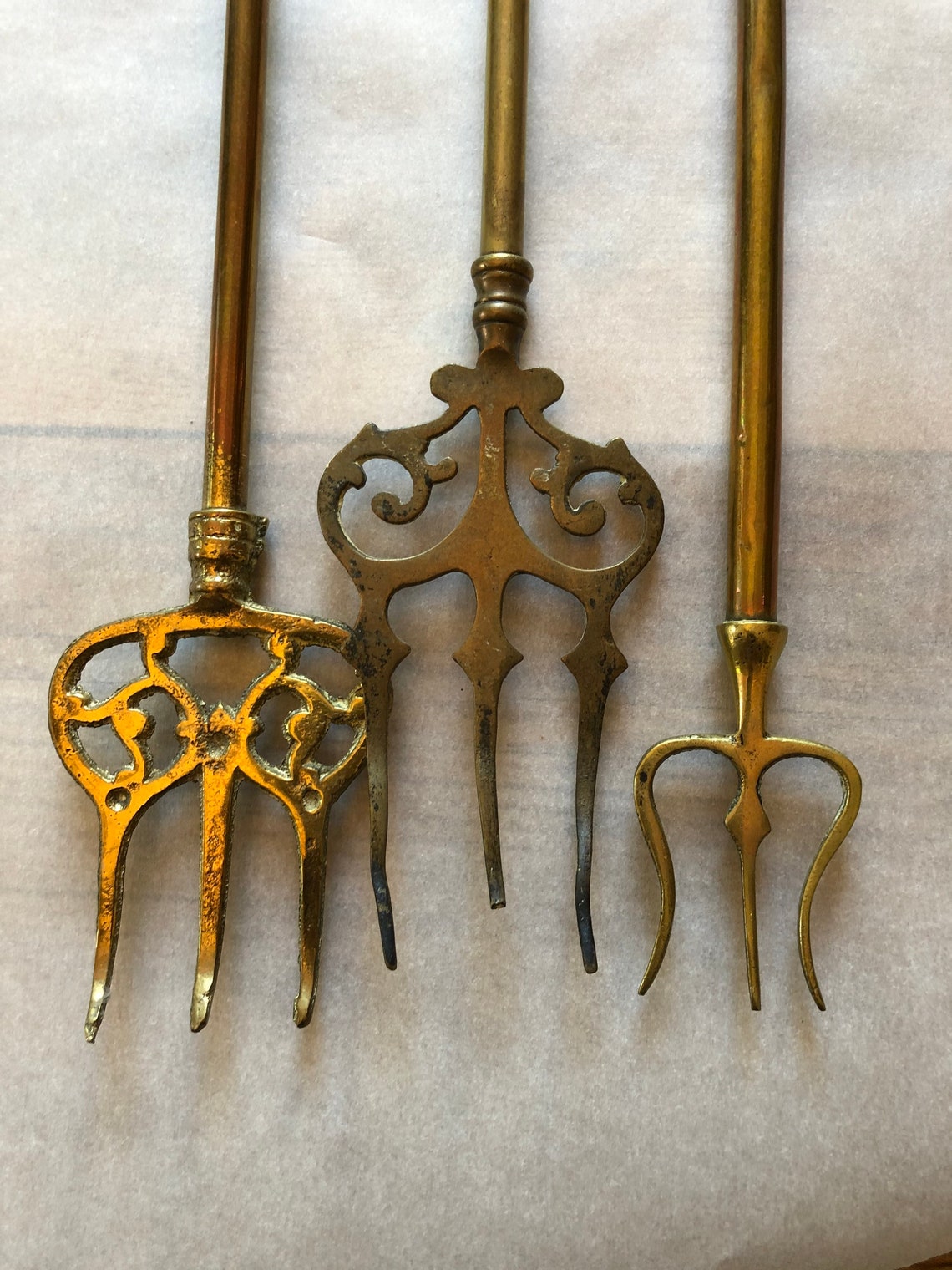 Antique English Brass Fire Toasting Fork Set of 3 Etsy