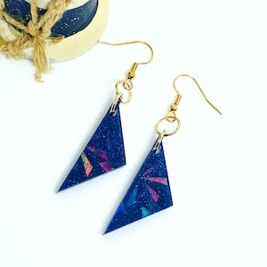 Drop Earrings with Glitter and Holographic Effect in Resin | Brilliant Artisan Jewelry | Exclusive Gift Idea