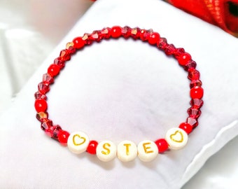 Elastic Friendship Bracelets with Beads | half crystals | Personalized with Names or Initials | Unique and Special Gift