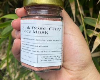 Rose Clay Face Mask Detoxify Hydrate Renew Cleanse All Skin Types Spa Gift