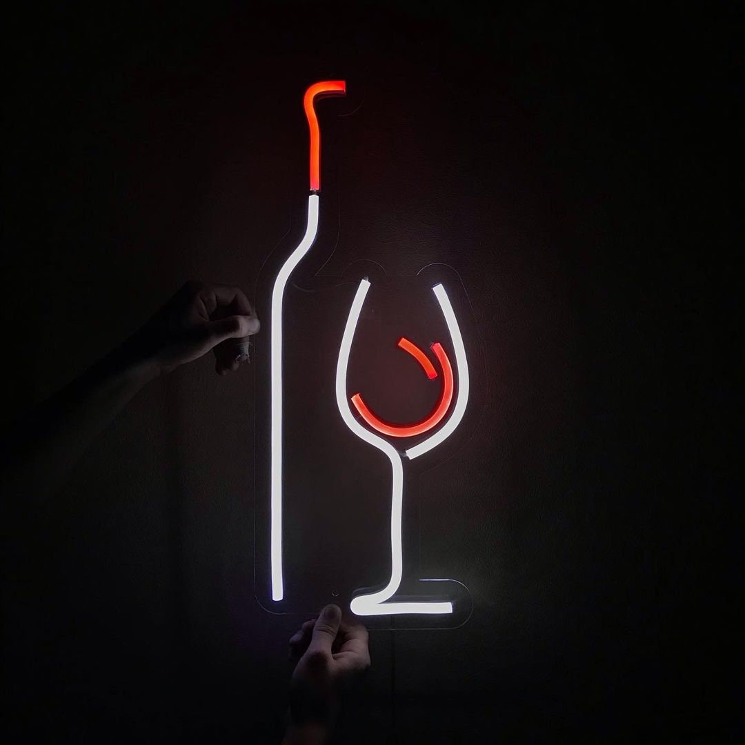 Neon Bar Decor Wine Neon Sign. Neon Party Sign. Custom Neon - Etsy