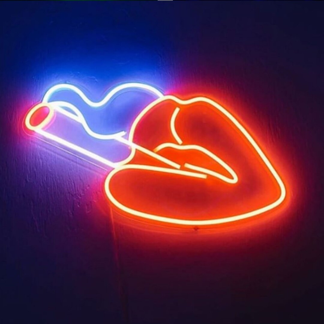 Neon Signs Smoking Lips Neon Party Wall Decor Neon Clip - Etsy