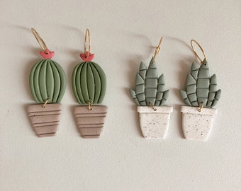 Succulent Polymer Clay Earrings