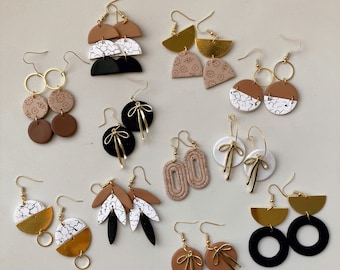 Neutral Colors Polymer Clay Earrings