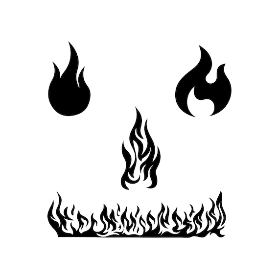 Flame Fire Black Contour PNG & SVG Design For T-Shirts