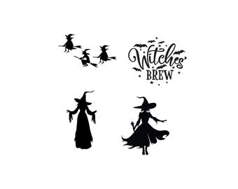 WITCH SVG, Witch Bundle Svg, Halloween Svg, Halloween Witch Svg, Clipart czarownicy, Pliki do cięcia czarownic dla Cricut, Sylwetka czarownicy